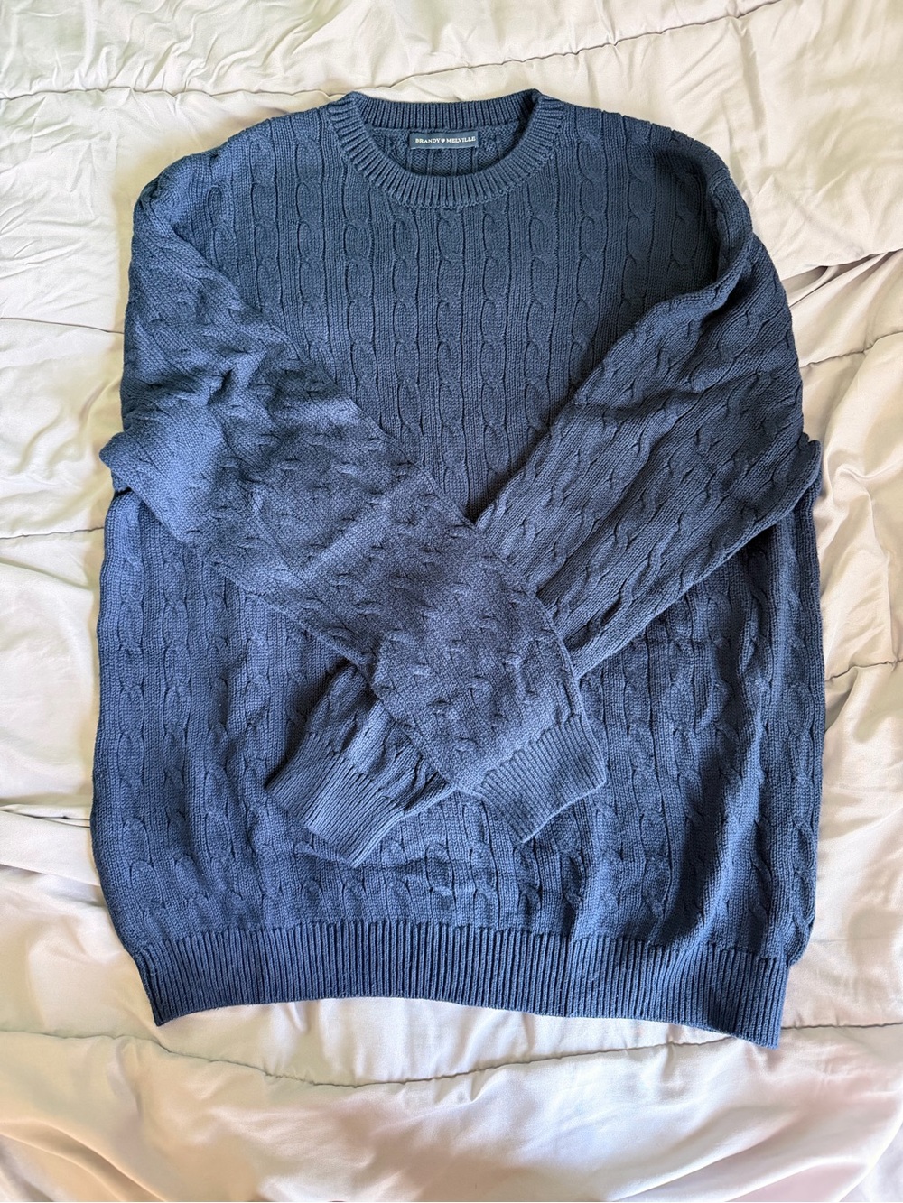 Brandy Melville Navy Cable Knit Crewneck Sweater